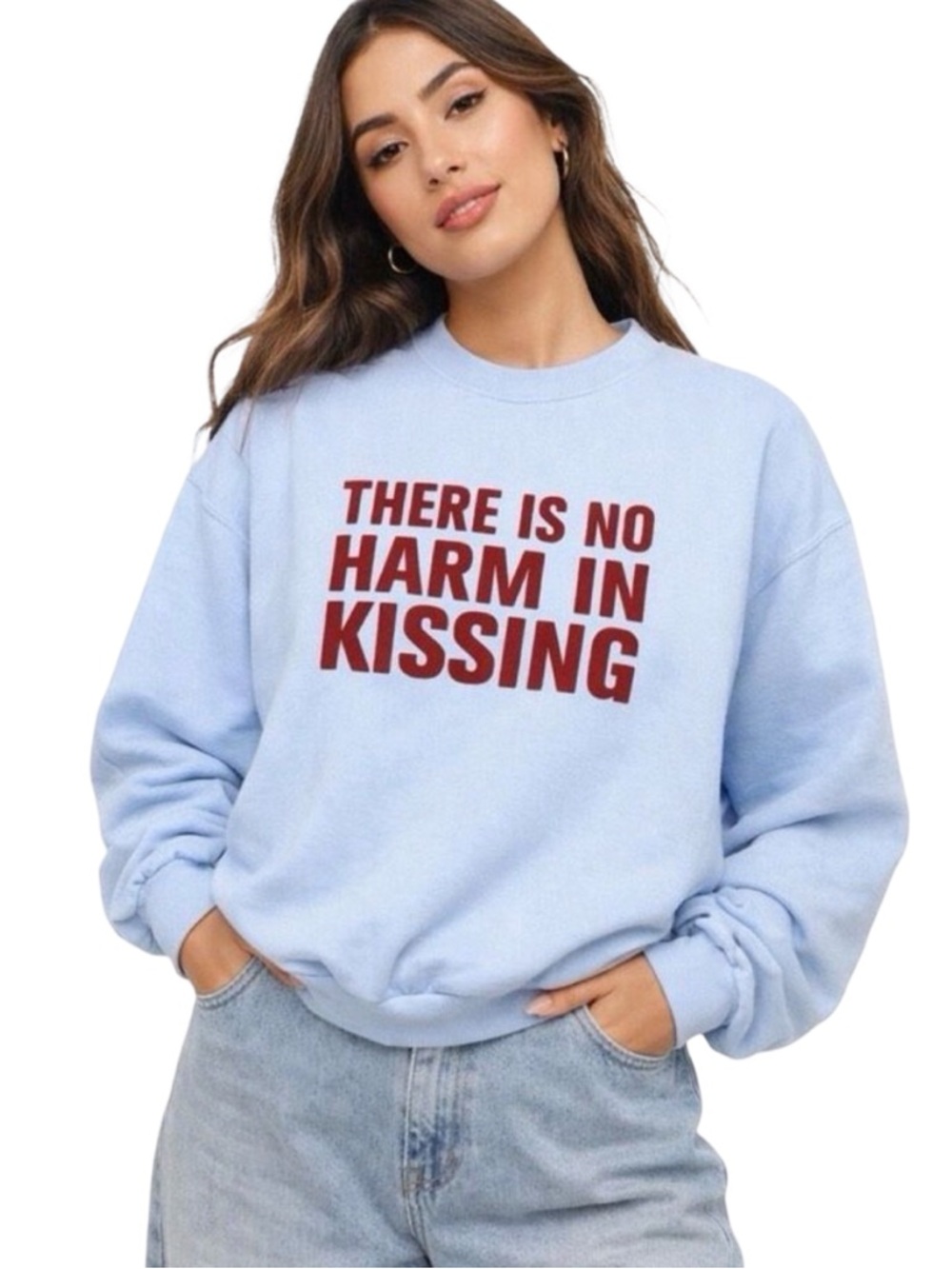 Daydreamer “There Is No Harm In Kissing” Baby Blue Crew Neck - Size S/M